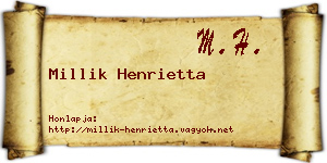 Millik Henrietta névjegykártya
